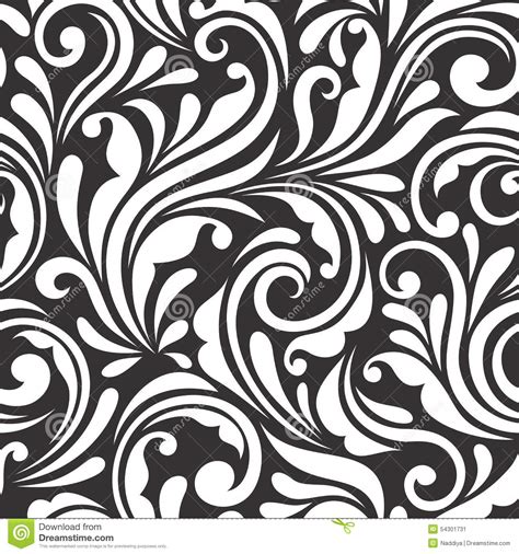 Flower black and white and transparent png images free download. Vintage Seamless Black And White Floral Pattern. Vector ...