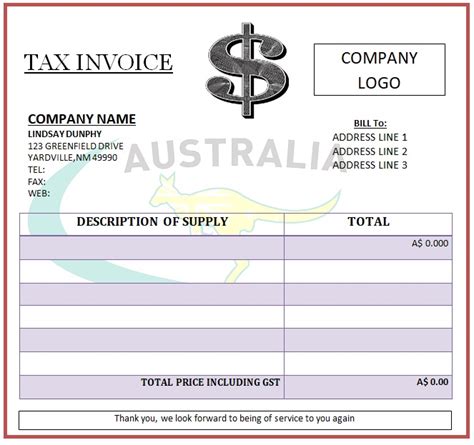 Australia Tax Invoice Templates 25 Free And Printable Designs All