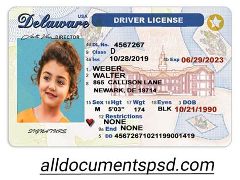 New Delaware Driver License Template Psd Alldocumentpsd