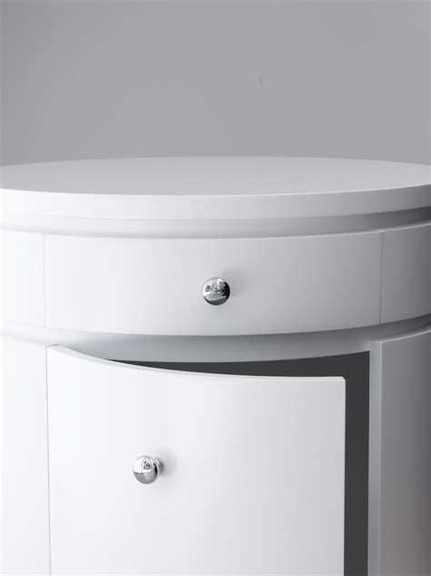 Blanche Ronde White Drum Round Bedside Table James Salmond Furniture
