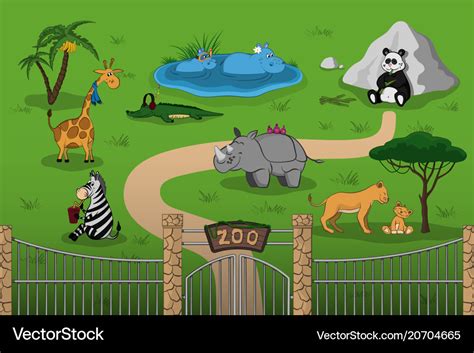 Animals Of Zoo In Cartoon Style Royalty Free Vector Image