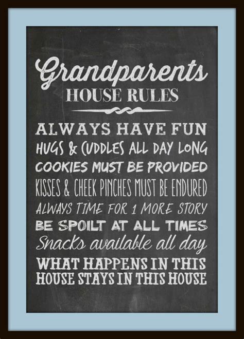 Grandparents House Rules Chalkboard Printable Grandparents Day T