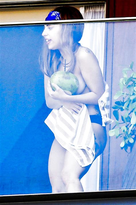Sex Lady Gaga Goes Nearly Nude On Hotel Balcony Image