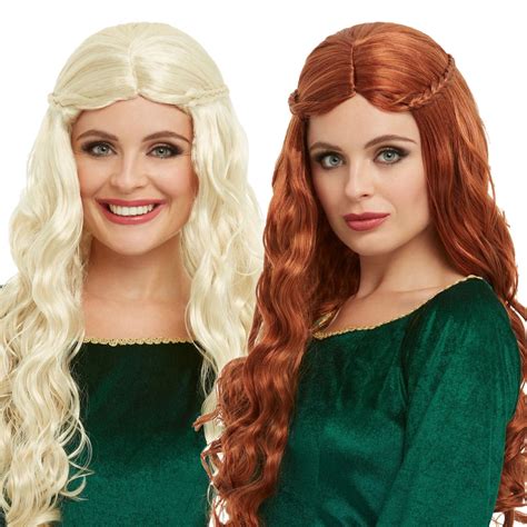 Extra Long Medieval Princess Wig Adult Womens Fancy Dress Wig Auburn