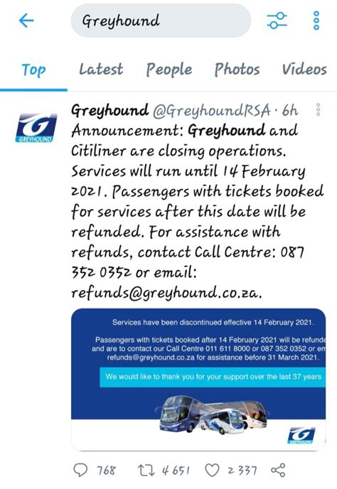 Greyhound And Citiliner Closing Operations On 14 February 2021 After 37