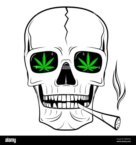 Skull Illustration Smoking Weed Stock Photo Alamy