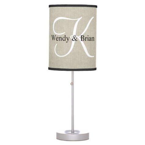 Personalized Wedding Couple Monogram Rustic Linen Table Lamp