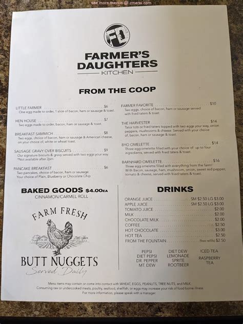Online Menu Of Farmers Daughters Kitchen Restaurant Blue Earth