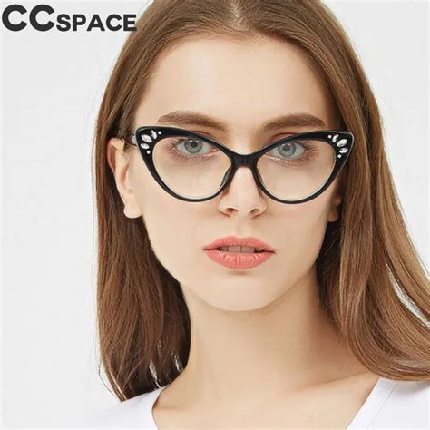crystal cat eye glasses frames small cateye women glasses style brand optical fashion computer