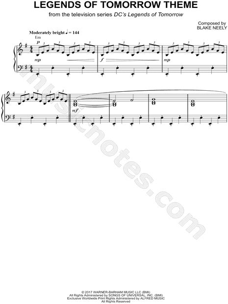 Legends Of Tomorrow Theme From Dcs Legends Of Tomorrow Sheet Music Piano Solo In E Minor