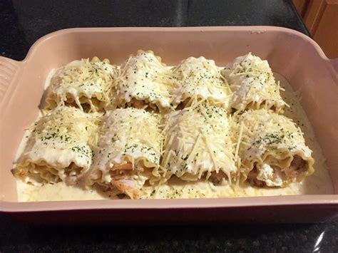 Shrimp Alfredo Lasagna Roll Ups Recipe With Images Alfredo