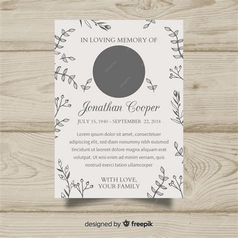 Plantilla De Tarjeta De Funerales Vector Premium