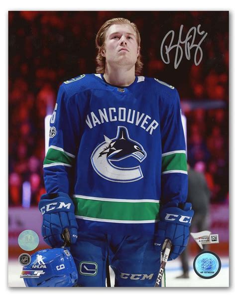 brock boeser vancouver canucks autographed anthem close up 8x10 photo nhl auctions