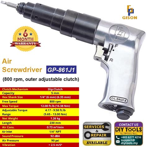 Gison Air Screwdriver 800 Rpm Outer Adjustable Clutch Gp 861j1 Air
