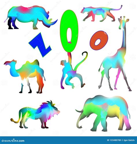 A Zoo Of Colored Animals Stock Vector Illustration Of Colored 123480780