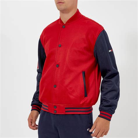 Tommy Hilfiger Synthetic Tjm Varsity Mesh Jacket In Red For Men Lyst