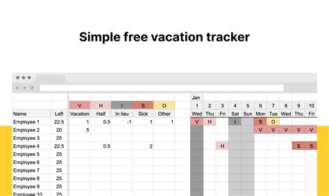 Vacation Day Tracker Printable