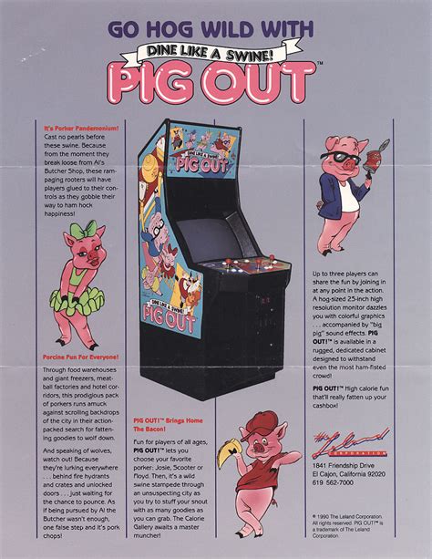 The Arcade Flyer Archive Video Game Flyers Pig Out Leland Corporation