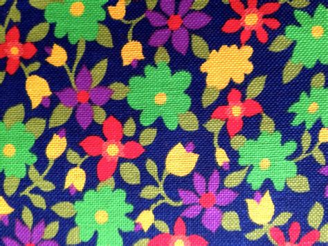 60s flower power woven fabric featuring a daisy and tulip etsy