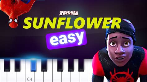 Post Malone Swae Lee Sunflower Spiderman Easy Slow Piano Tutorial