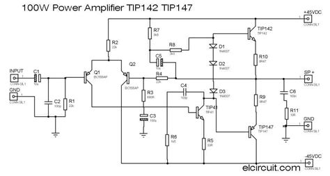 Tip122 Tip127 Audio Amplifier Circuit Diagram Example Zoya Circuit