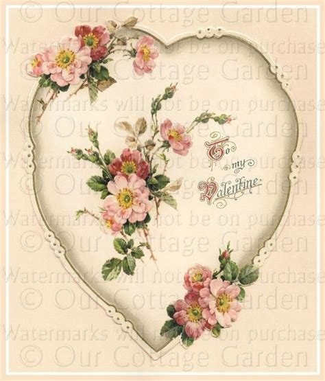 Vintage Valentine Hearts Victorian Valentine Heart Shape Wild Roses