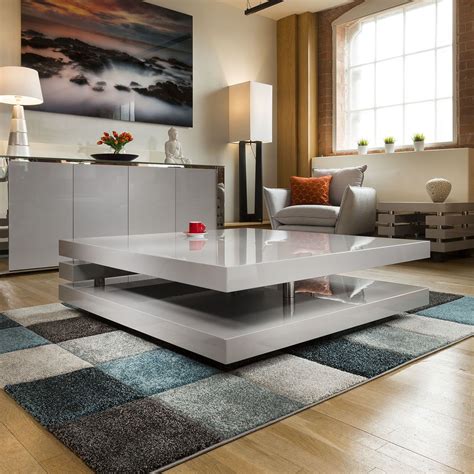 Superb Extra Large Modern Square Grey Gloss 12mt Coffee Table 397e