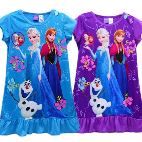 Kids Girl Girls Frozen Elsa And Anna Nightie Dress Nightwear Nightgown