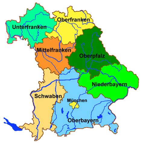 Bayern ist in 7 regierungsbezirke eingeteilt. Karte Bayern Landkarte Regierungsbezirke Regionen ...