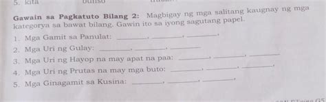 Gawain Sa Pagkatuto Bilang 2 Magbigay Ng Mga Salitang Kaugnayan Ng Mga