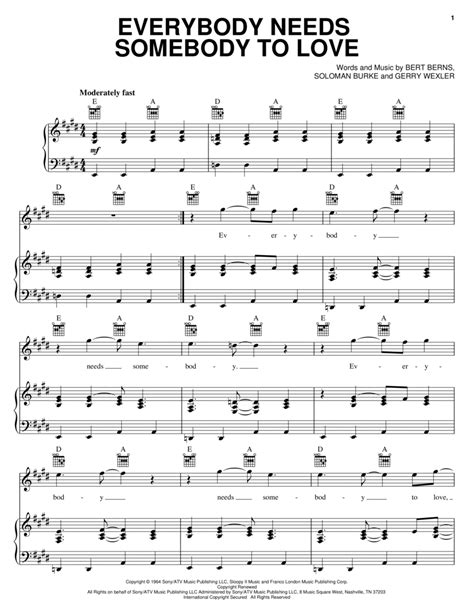 Download Everybody Needs Somebody To Love Sheet Music By Free Nude