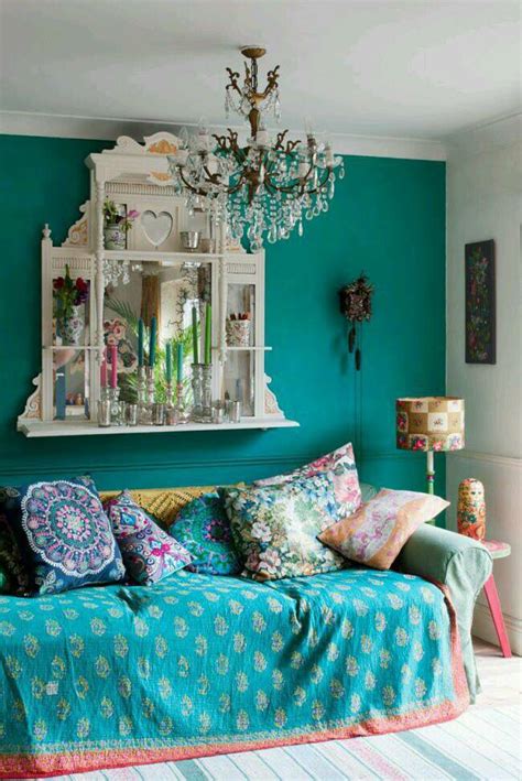 Love This Color Bohemian Style Living Room Turquoise