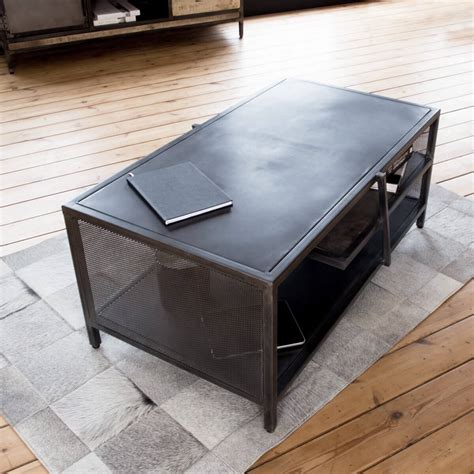 Table basse style industriel métal noir - Made in Meubles