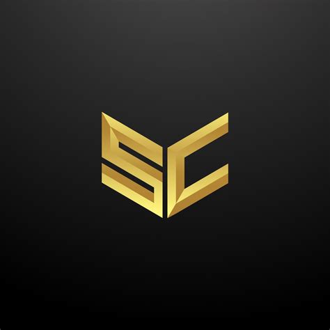 Sc Logo Monogram Letter Initials Design Template With Gold 3d Texture