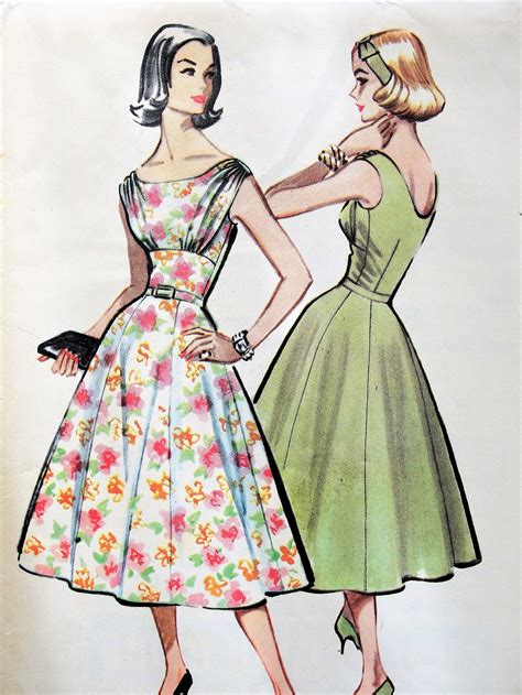 1950s Beautiful Evening Party Dress Pattern Mccalls 4355 Flattering