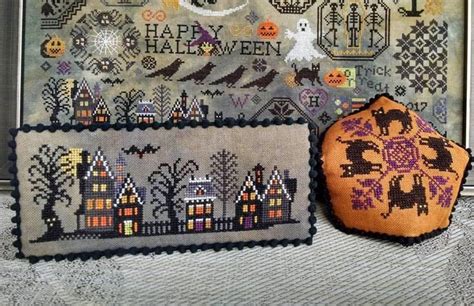 Counted Cross Stitch Halloween Quaker Witch Black Cats Cross Stitch