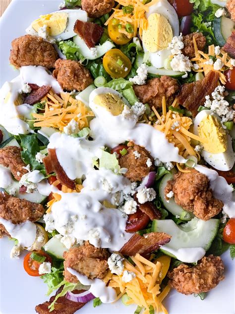 Calories, carbs, fat, protein, fiber, cholesterol, and more for fried chicken salad (steak n shake). Fried Chicken Salad 7 - Creole Contessa