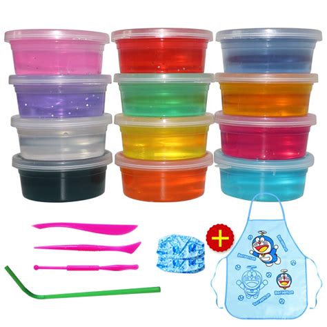 12 Colorset Kids Baby Fun Slime Toys Crystal Clay Fruit Colored Play