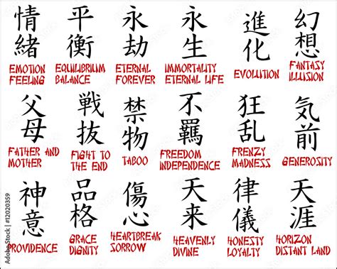 Chinese Symbols Japanese Kanji Part 3 Vector De Stock Adobe Stock