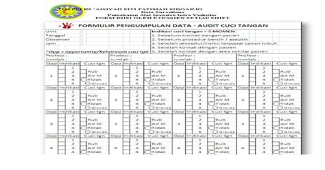 273729263 Formulir Audit Cuci Tangan Sifat 2015 Docx Pdf Document
