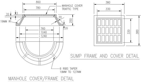 Manhole Cover Frame Detail In Autocad Dwg File Cadbull