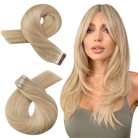 Moresoo Blonde Human Hair Tape In Extensions Honey Blonde Mix With Bleach Blonde