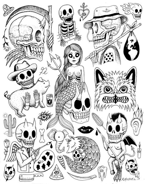 Raudiel Traditional Tattoo Stencils Line Art Tattoos Spooky Tattoos