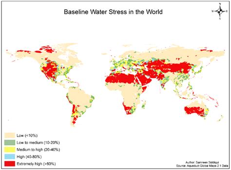 A World Map Representing Baseline Water Stress In The World Data