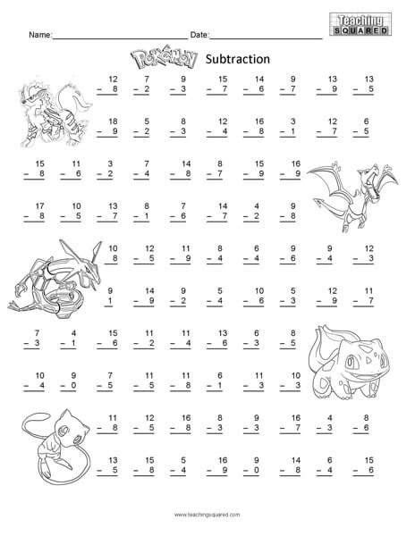 Pokemon Math Worksheets Pokémon Worksheets Teaching Squared Pokemon