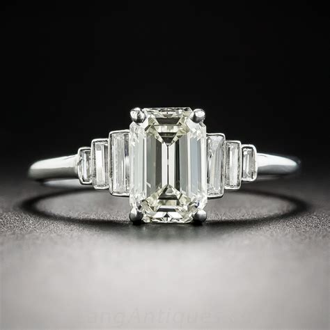 120 Carat Emerald Cut Platinum Diamond Ring Antique And Vintage