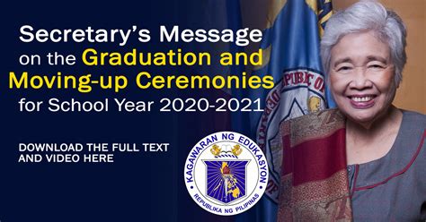 Deped Secretary S Message On The Graduationmoving Up Ceremonies For