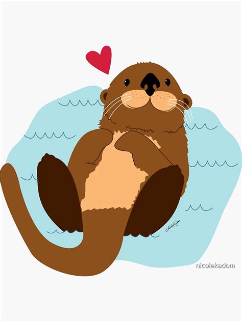 Cute Otter Illustration Sticker For Sale By Nicolekadom Redbubble