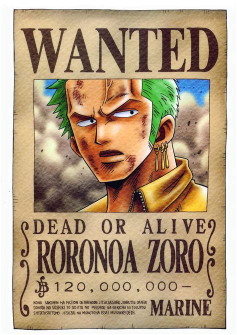 One Piece Wanted Dead Or Alive Poster Zoro Official 46 Off