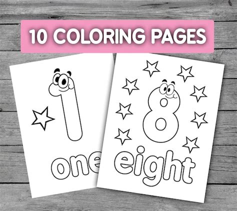 1 10 Numbers Printable Coloring Page Worksheets For Etsy India